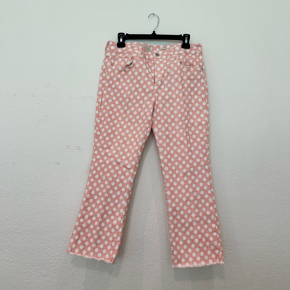 Polka Dot Women's Jeans - Pink and White
